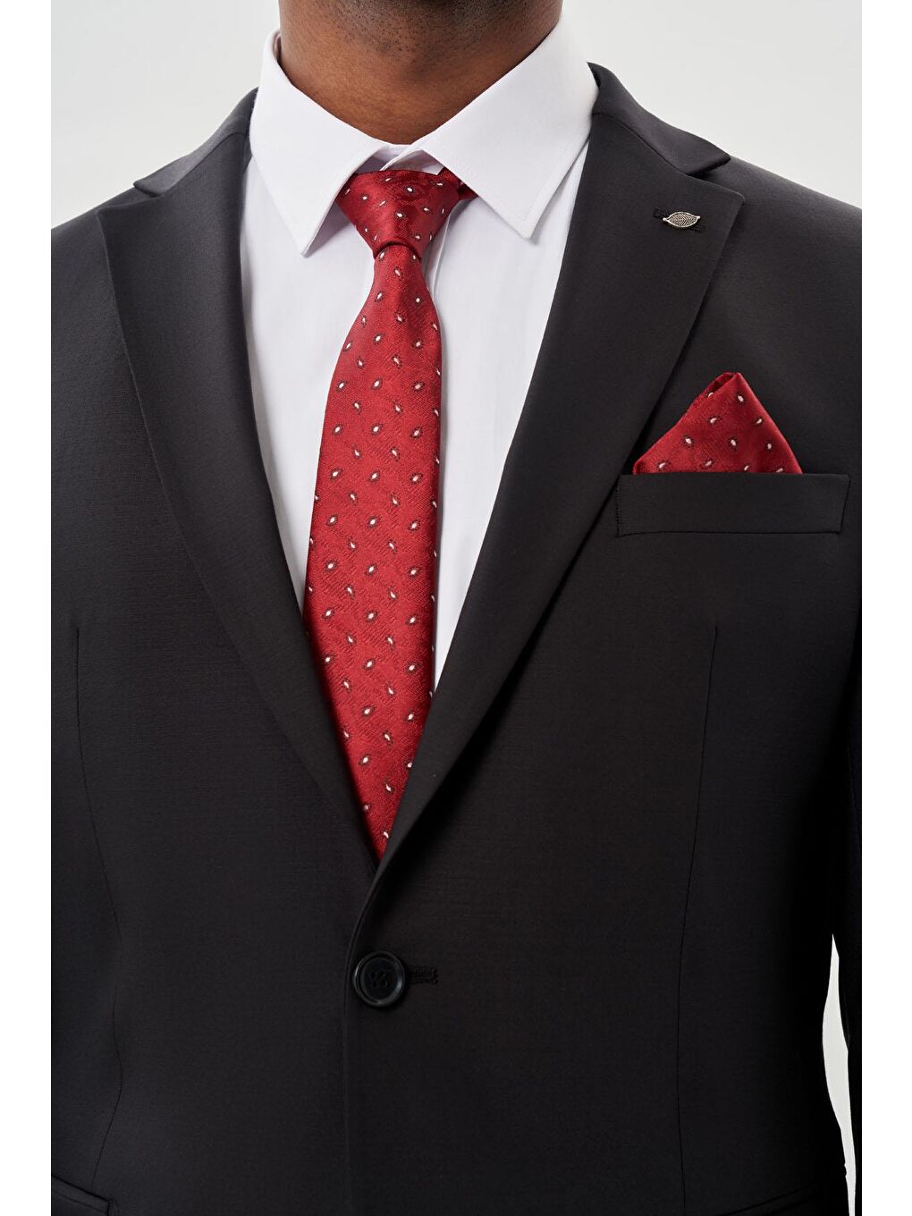 Siyah Düz Bez Ayağı Mono Yaka 2 Düğme Yünlü 6 Drop Comfort Fit Classic Takım Elbise 1001245180_001-3