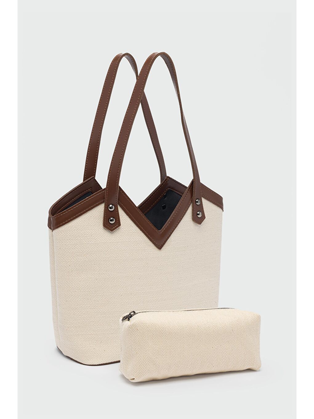 Ekru Woen Kanvas Omuz Çantası Taba-1