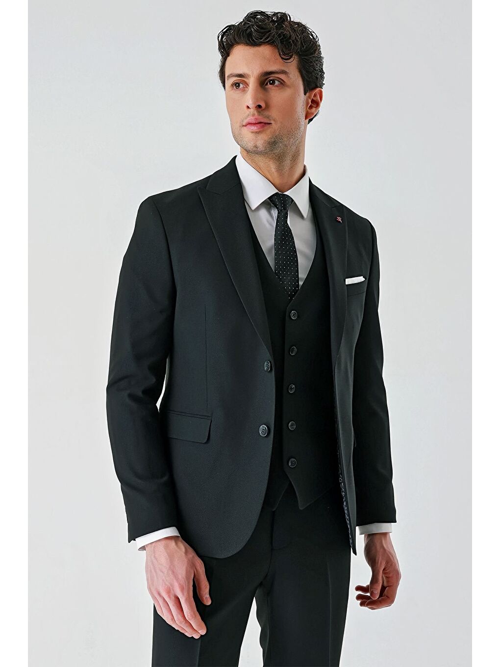 İMZA Siyah Kırlangıç Yaka Yelekli Elastanlı 6 Drop Slim Fit Klasik Takım Elbise 1001240168