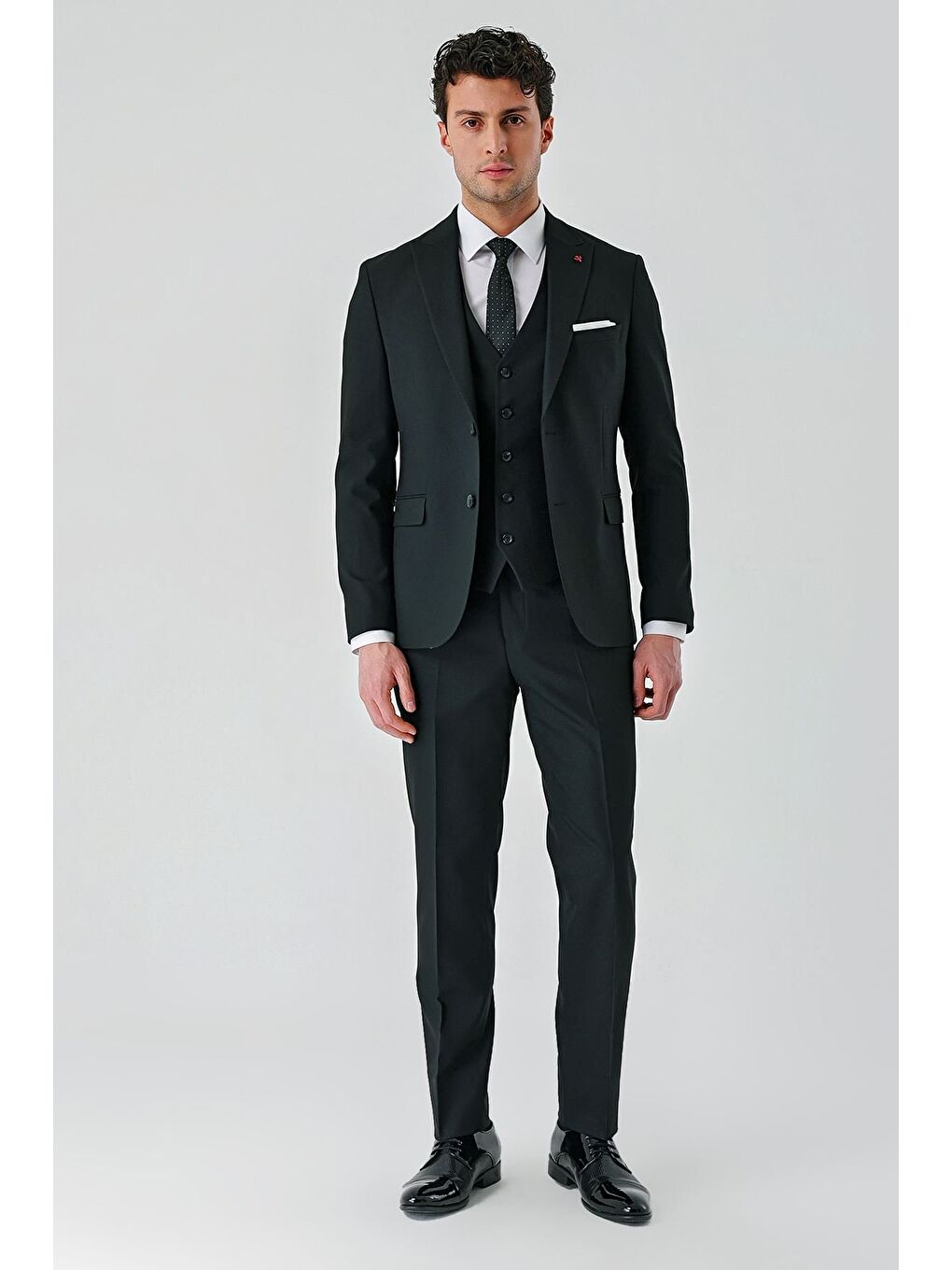 İMZA Siyah Kırlangıç Yaka Yelekli Elastanlı 6 Drop Slim Fit Klasik Takım Elbise 1001240168 - 2