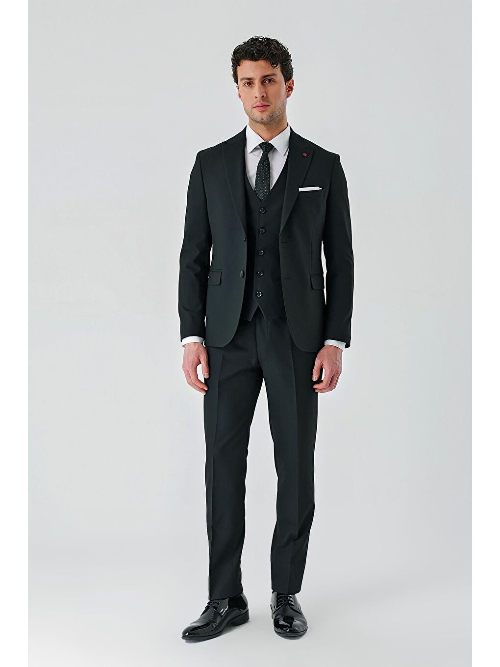 İMZA Siyah Kırlangıç Yaka Yelekli Elastanlı 6 Drop Slim Fit Klasik Takım Elbise 1001240168 - 4