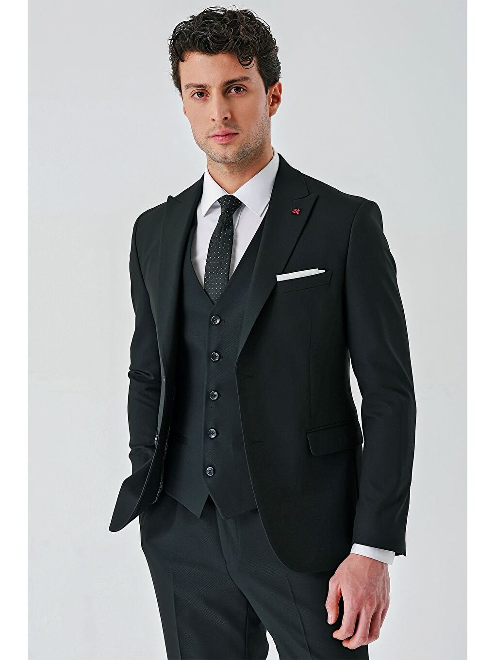 İMZA Siyah Kırlangıç Yaka Yelekli Elastanlı 6 Drop Slim Fit Klasik Takım Elbise 1001240168 - 7