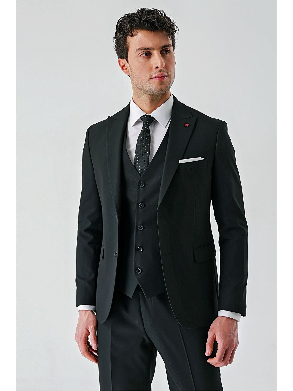 İMZA Siyah Kırlangıç Yaka Yelekli Elastanlı 6 Drop Slim Fit Klasik Takım Elbise 1001240168 - 8