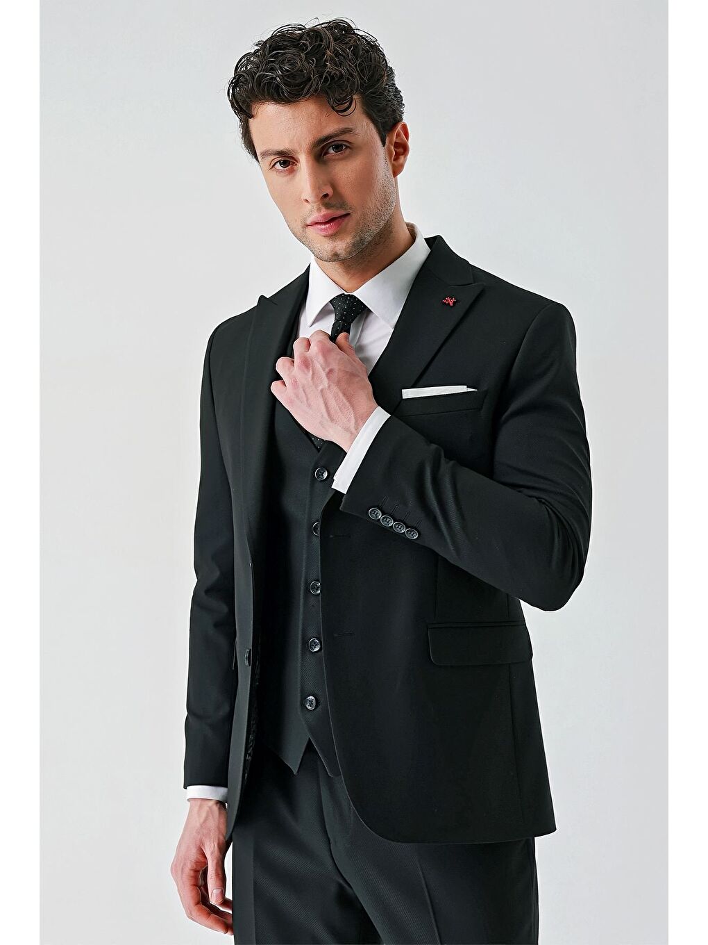 İMZA Siyah Kırlangıç Yaka Yelekli Elastanlı 6 Drop Slim Fit Klasik Takım Elbise 1001240168 - 9