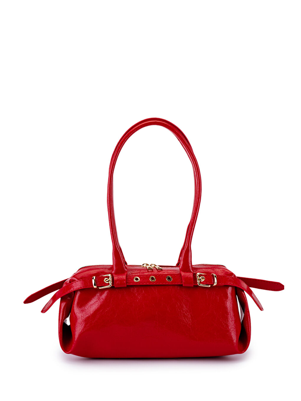 Kemer Detaylı Rugan Suni Deri Omuz Çanta Anfora Kırmızı