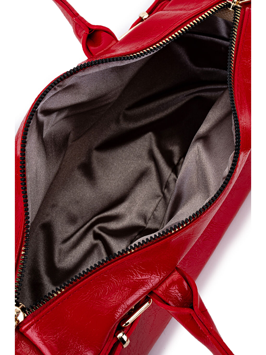 Kemer Detaylı Rugan Suni Deri Omuz Çanta Anfora Kırmızı-4