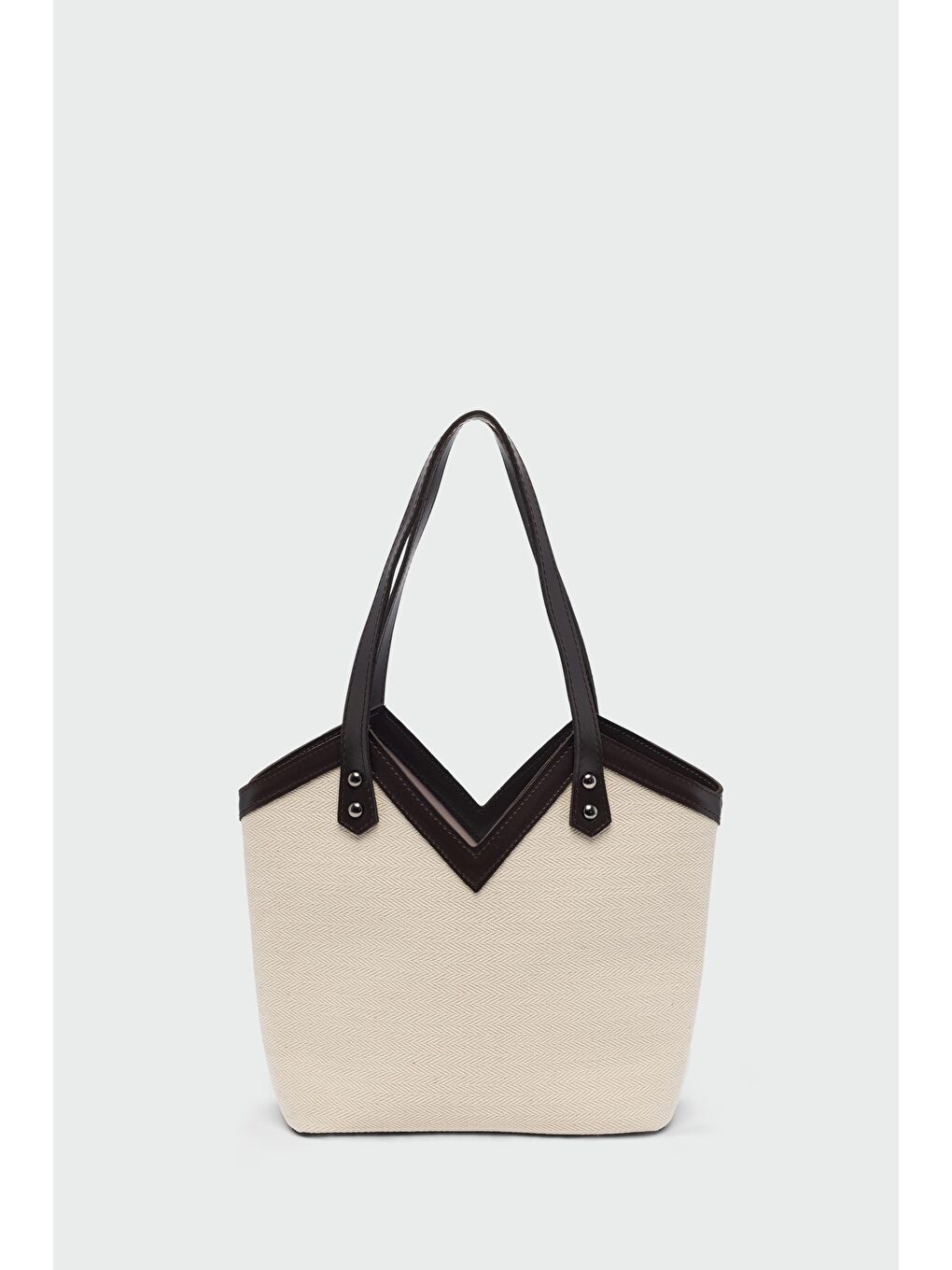 Bej Woen Kanvas Omuz Çantası Kahverengi