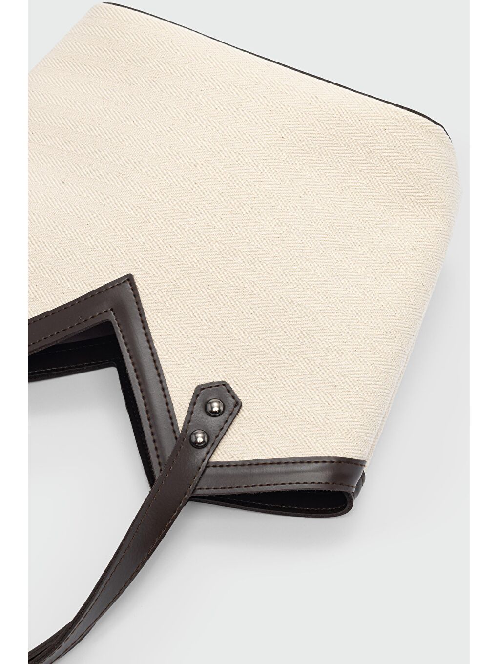 Bej Woen Kanvas Omuz Çantası Kahverengi-2