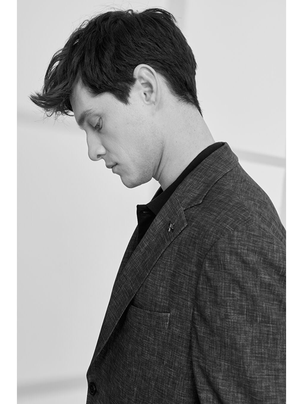 Erkek Siyah-Gri Comfort Fit Geniş Kesim Mono Yaka Magic Ceket-4