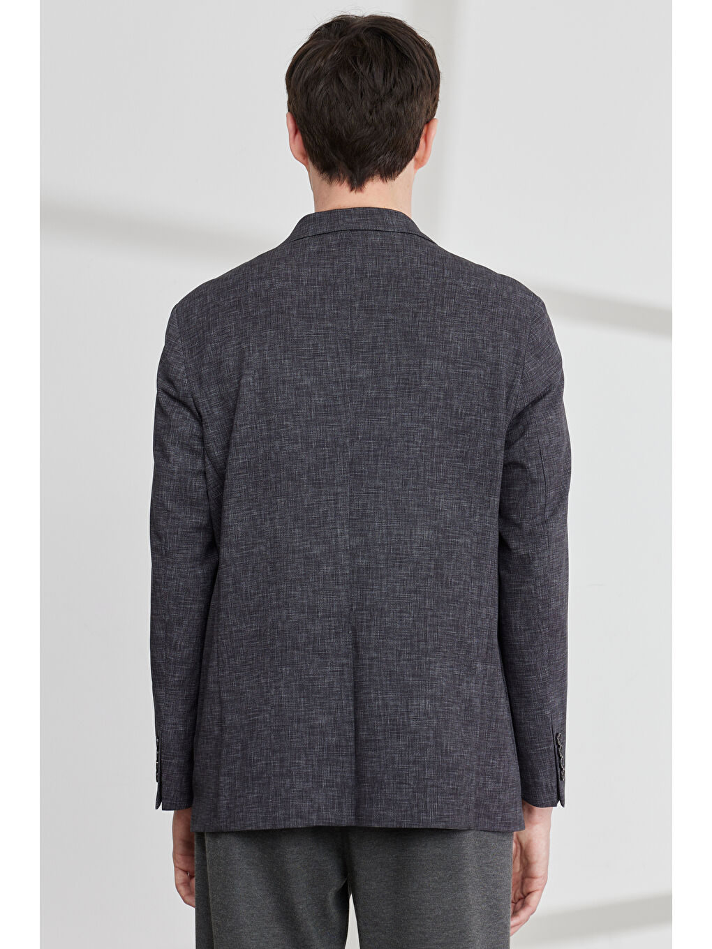 Erkek Siyah-Gri Comfort Fit Geniş Kesim Mono Yaka Magic Ceket-5