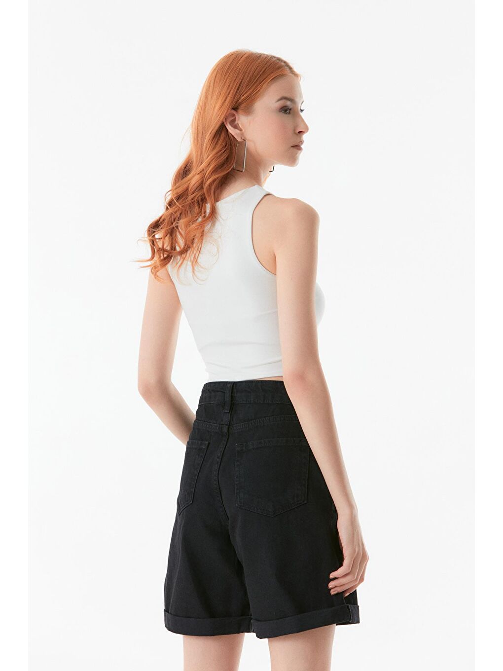 Ekru Basic Bisiklet Yaka Crop Body-3