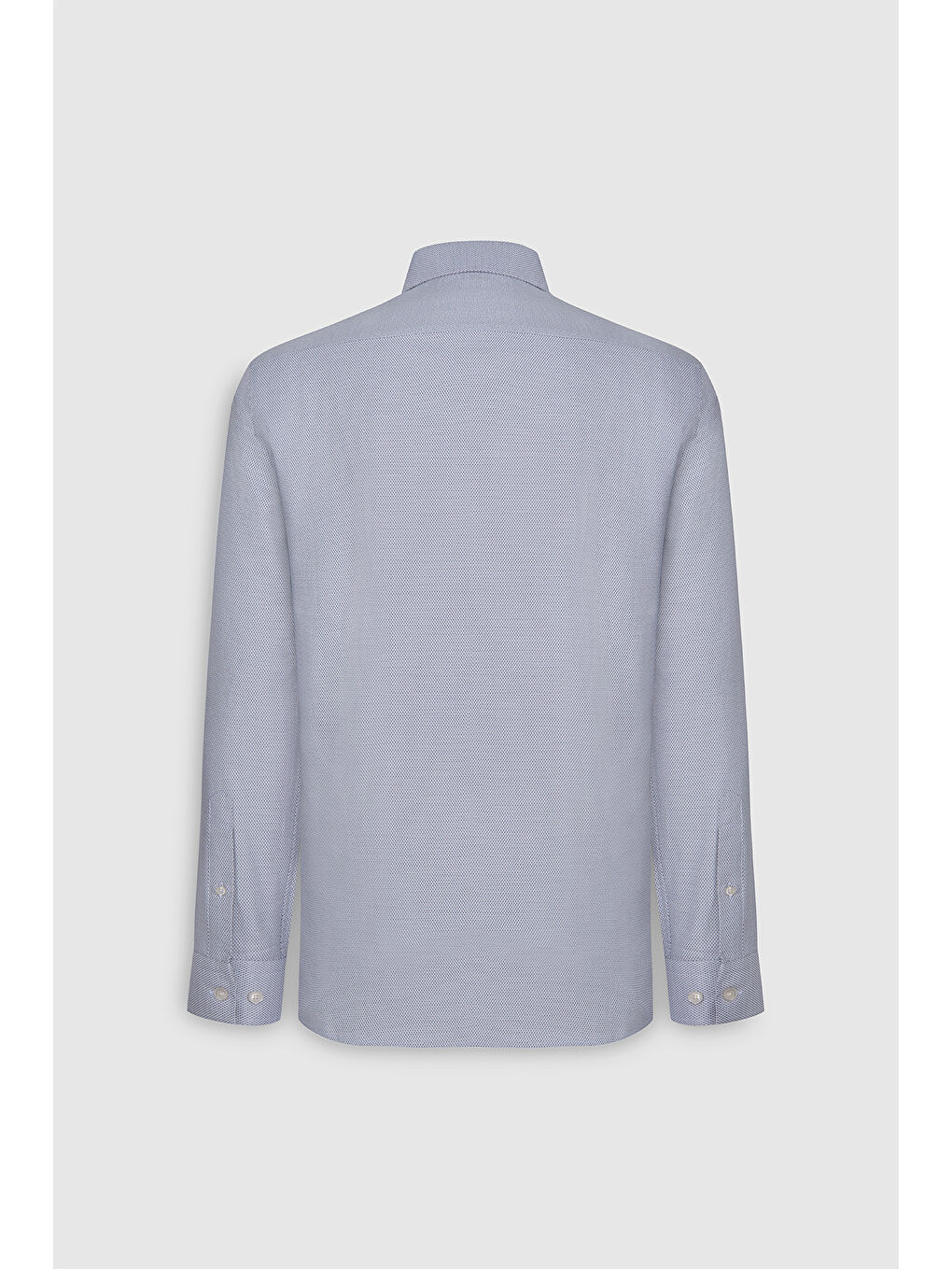 Erkek Beyaz-Lacivert Pamuklu Slim Fit Dar Kesim Klasik Yaka Armürlü Gömlek-8