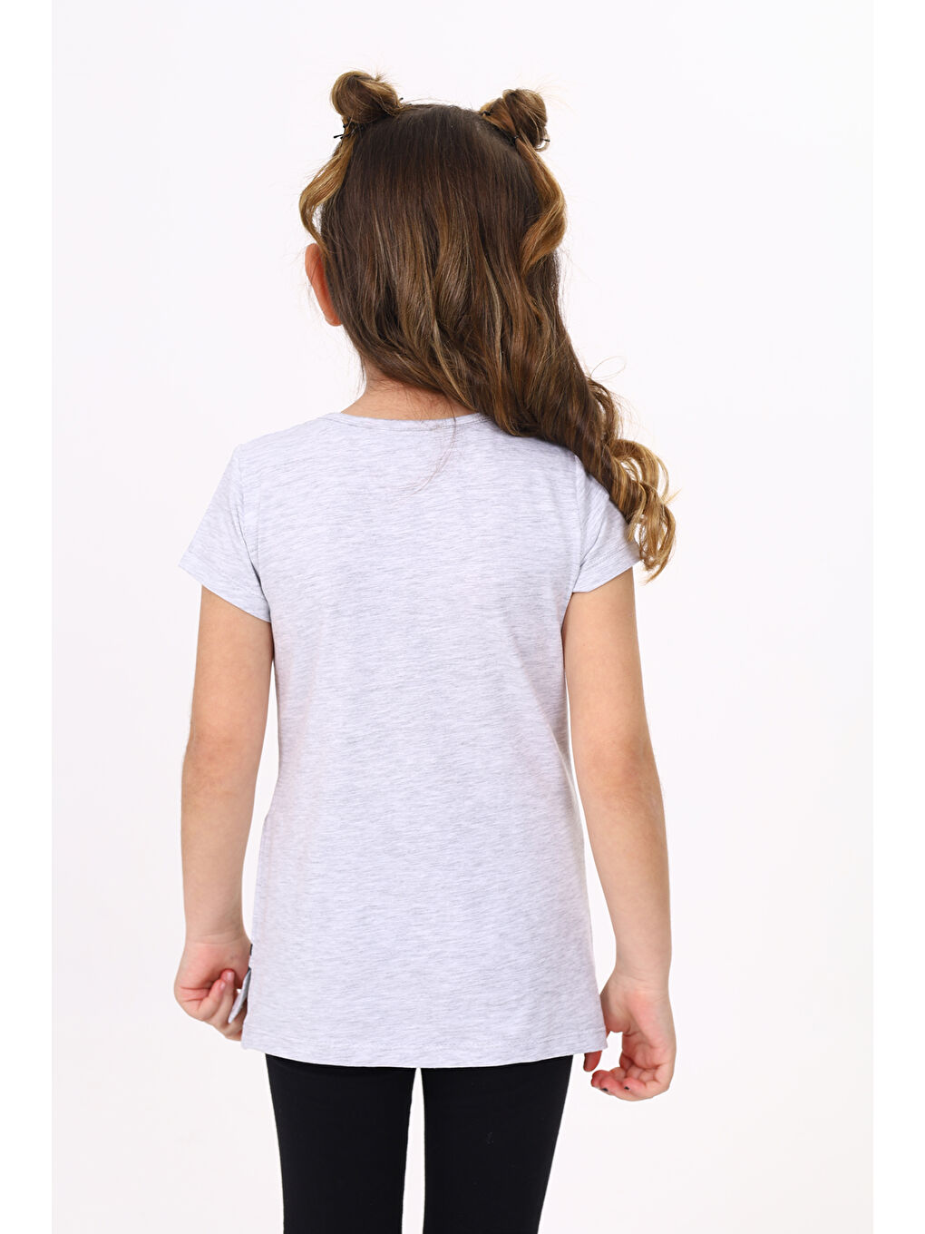 Toontoykids Gri Melanj Kız Çocuk T-Shirt Yıldız Baskı - 3