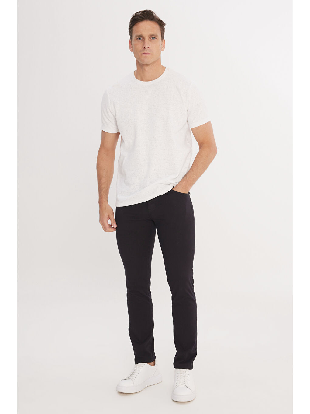 Erkek Siyah Slim Fit Dar Kesim 5 Cep Pamuklu Armürlü Esnek Pantolon-1