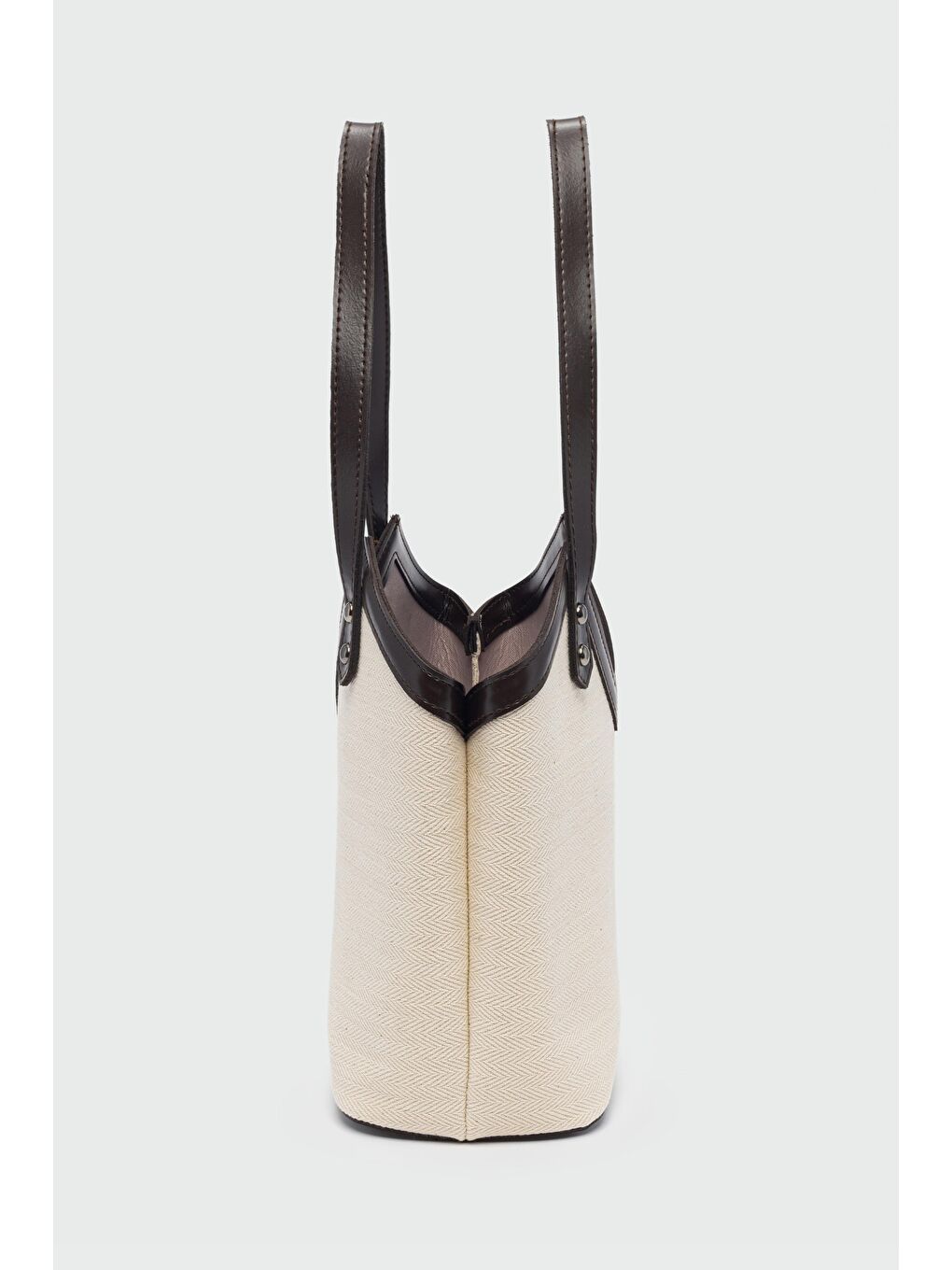 Bej Woen Kanvas Omuz Çantası Kahverengi-3