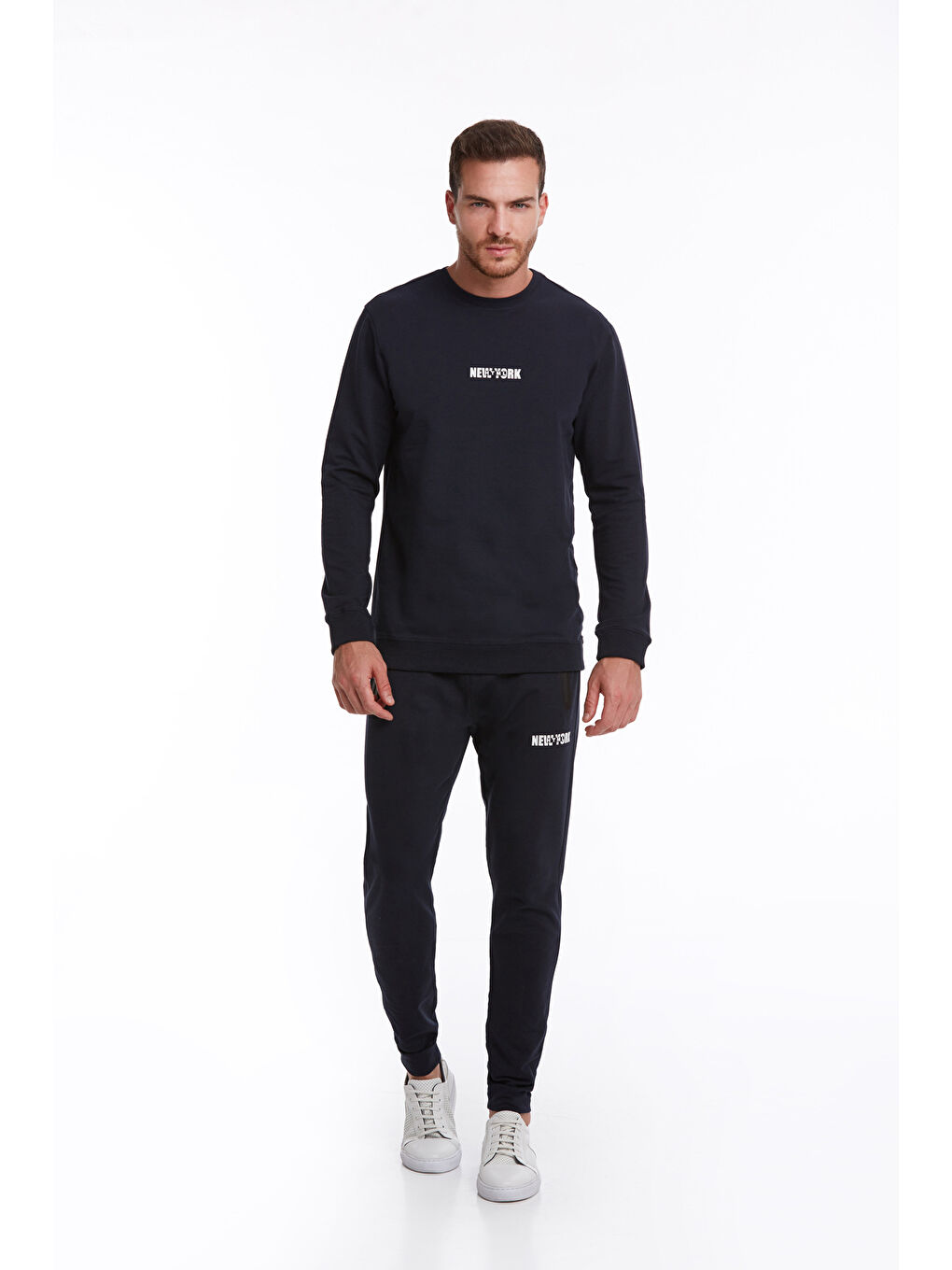 Hatemoğlu Lacivert Regular Fit Düz Pamuklu Bisiklet Yaka Sweatshirt - 2