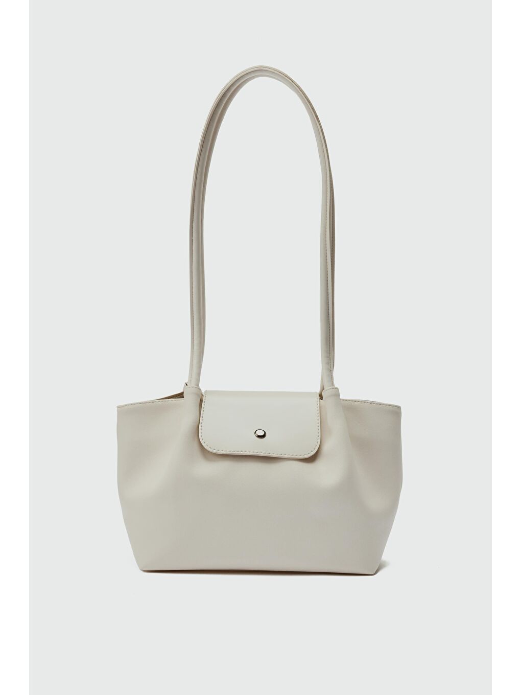Ekru Lior Kapaklı Omuz Çanta Krem