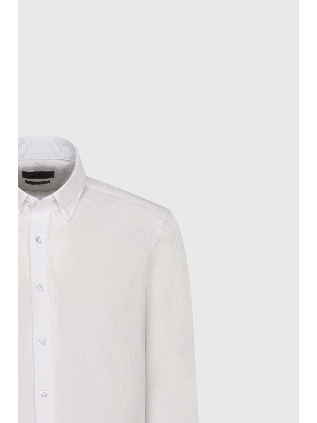 Erkek Beyaz Slim Fit Dar Kesim Düğmeli Yaka %100 Pamuk Gömlek-8
