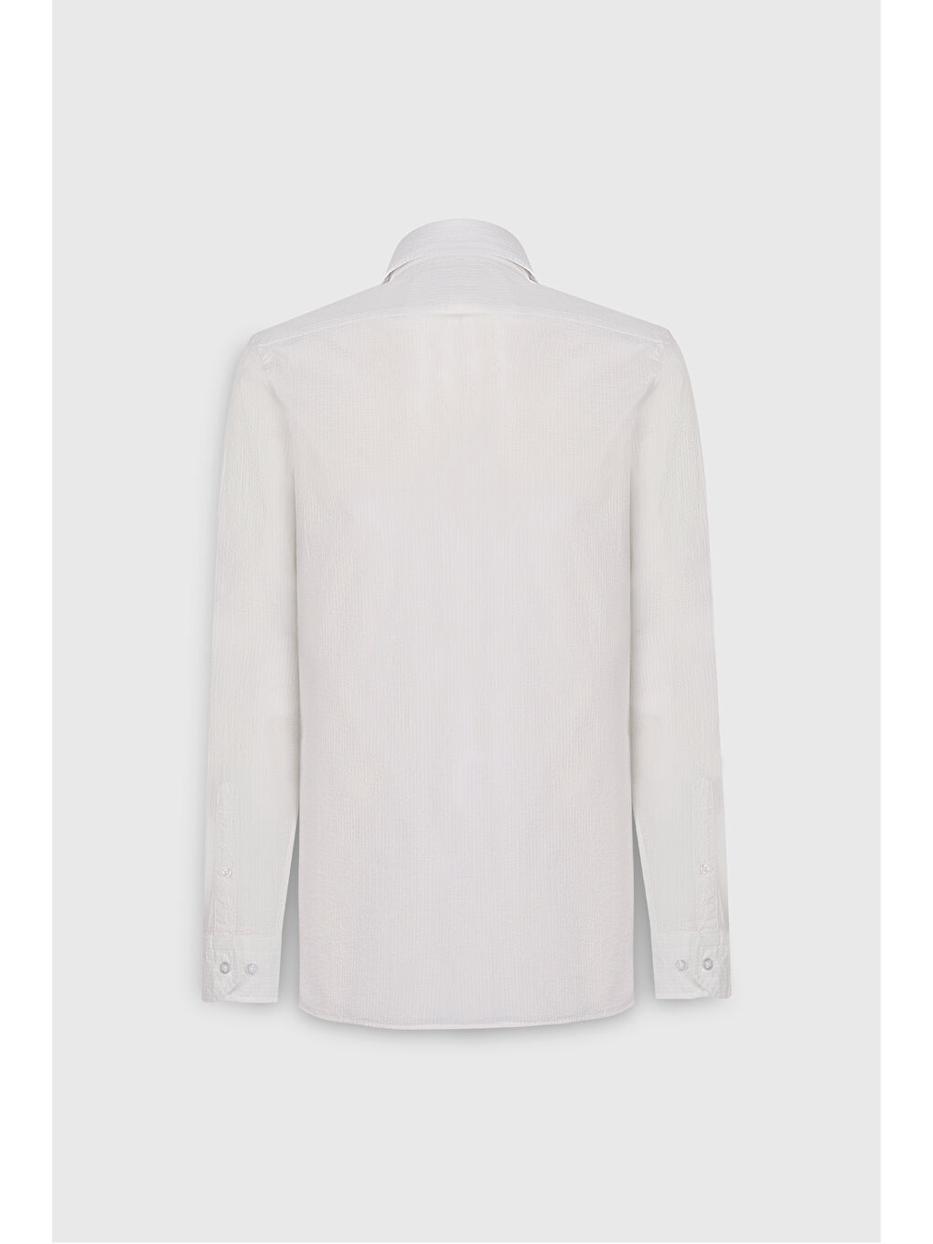 Erkek Beyaz Slim Fit Dar Kesim Düğmeli Yaka %100 Pamuk Gömlek-10