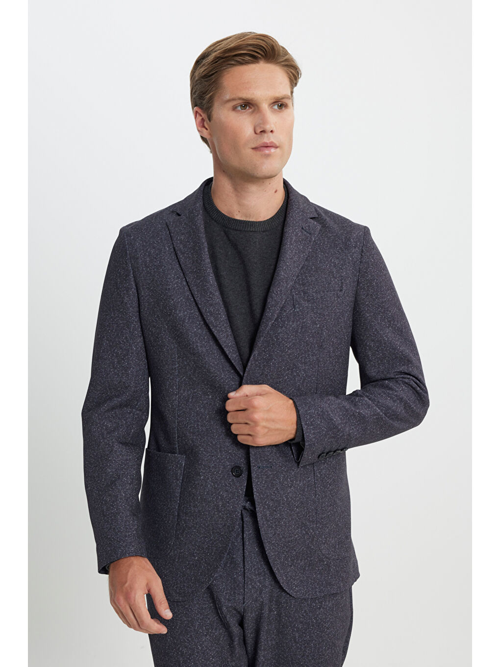 Erkek Bordo Slim Fit Dar Kesim Mono Yaka Beli Bağlamalı Desenli Takım Elbise-3