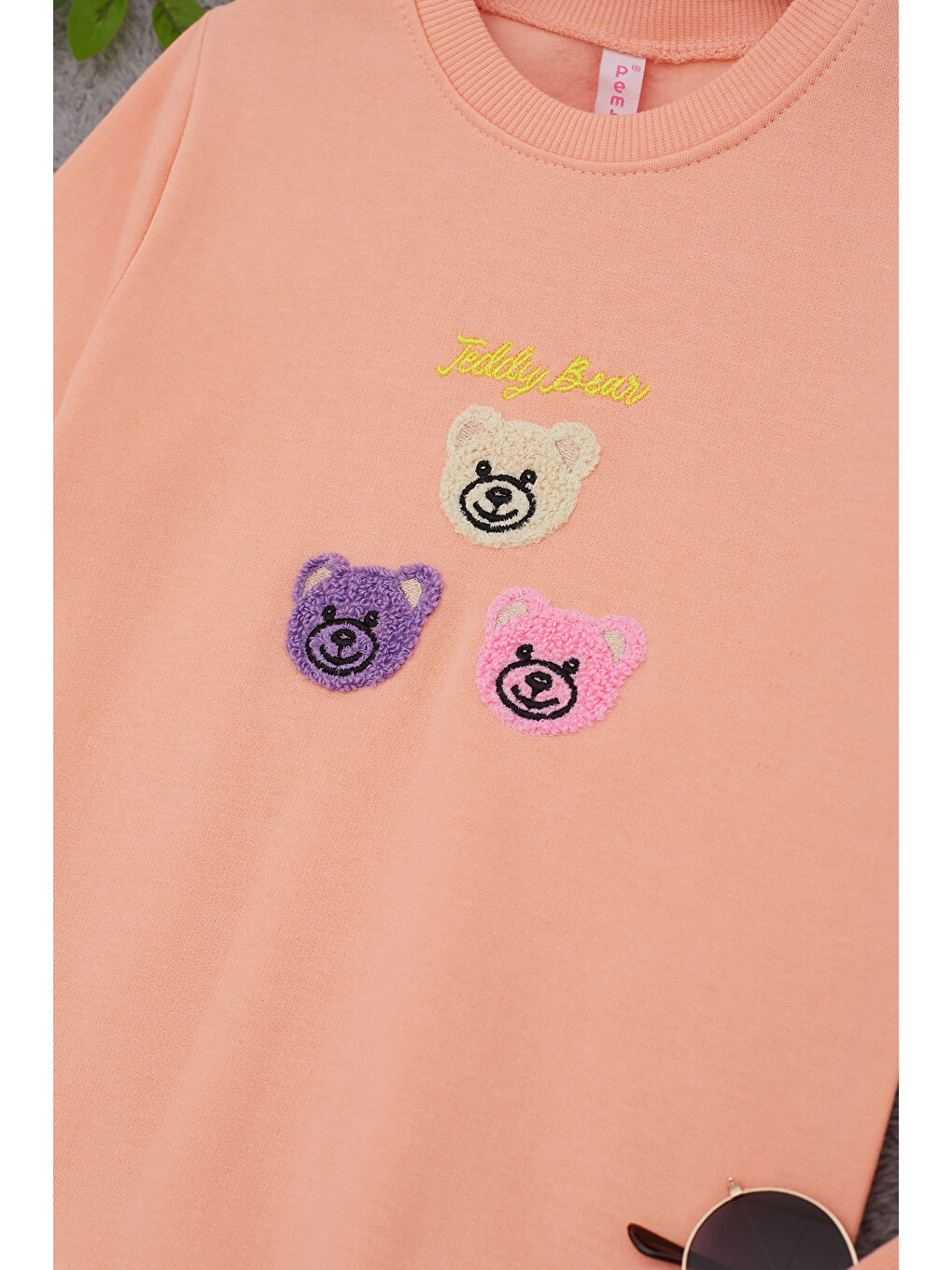 Pembe Life Kids Club Pembe Somon Ayıcık Nakışlı Kız Çocuk Kız Çocuk Sweatshirt 17201 - 1