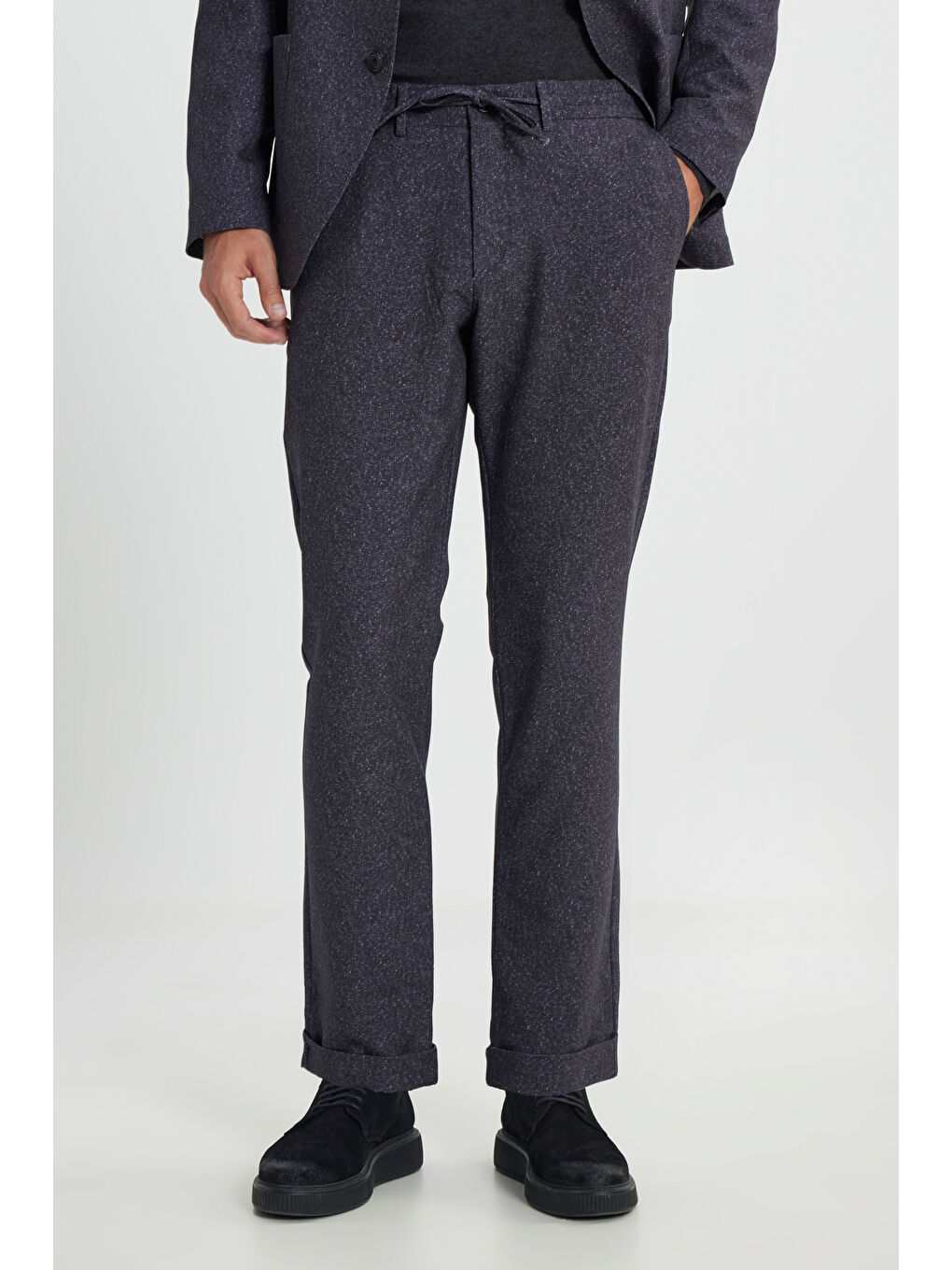 Erkek Bordo Slim Fit Dar Kesim Mono Yaka Beli Bağlamalı Desenli Takım Elbise-5