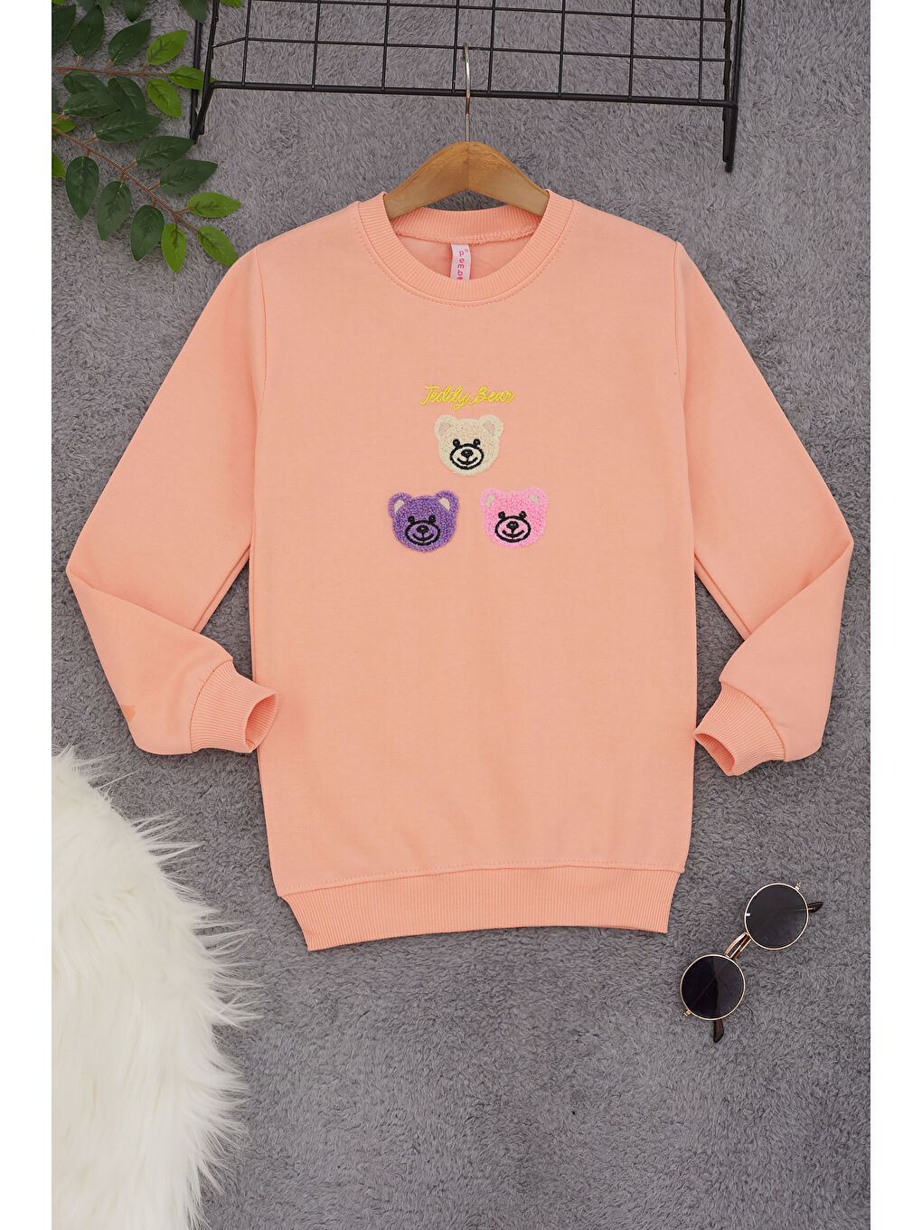 Pembe Life Kids Club Pembe Somon Ayıcık Nakışlı Kız Çocuk Kız Çocuk Sweatshirt 17201 - 2