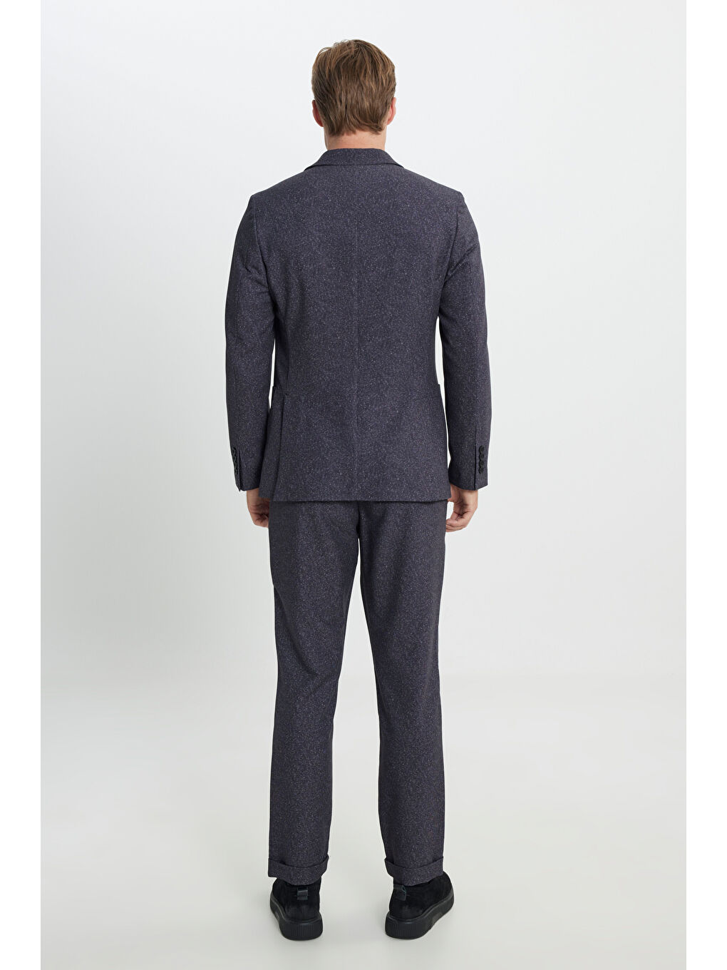 Erkek Bordo Slim Fit Dar Kesim Mono Yaka Beli Bağlamalı Desenli Takım Elbise-8