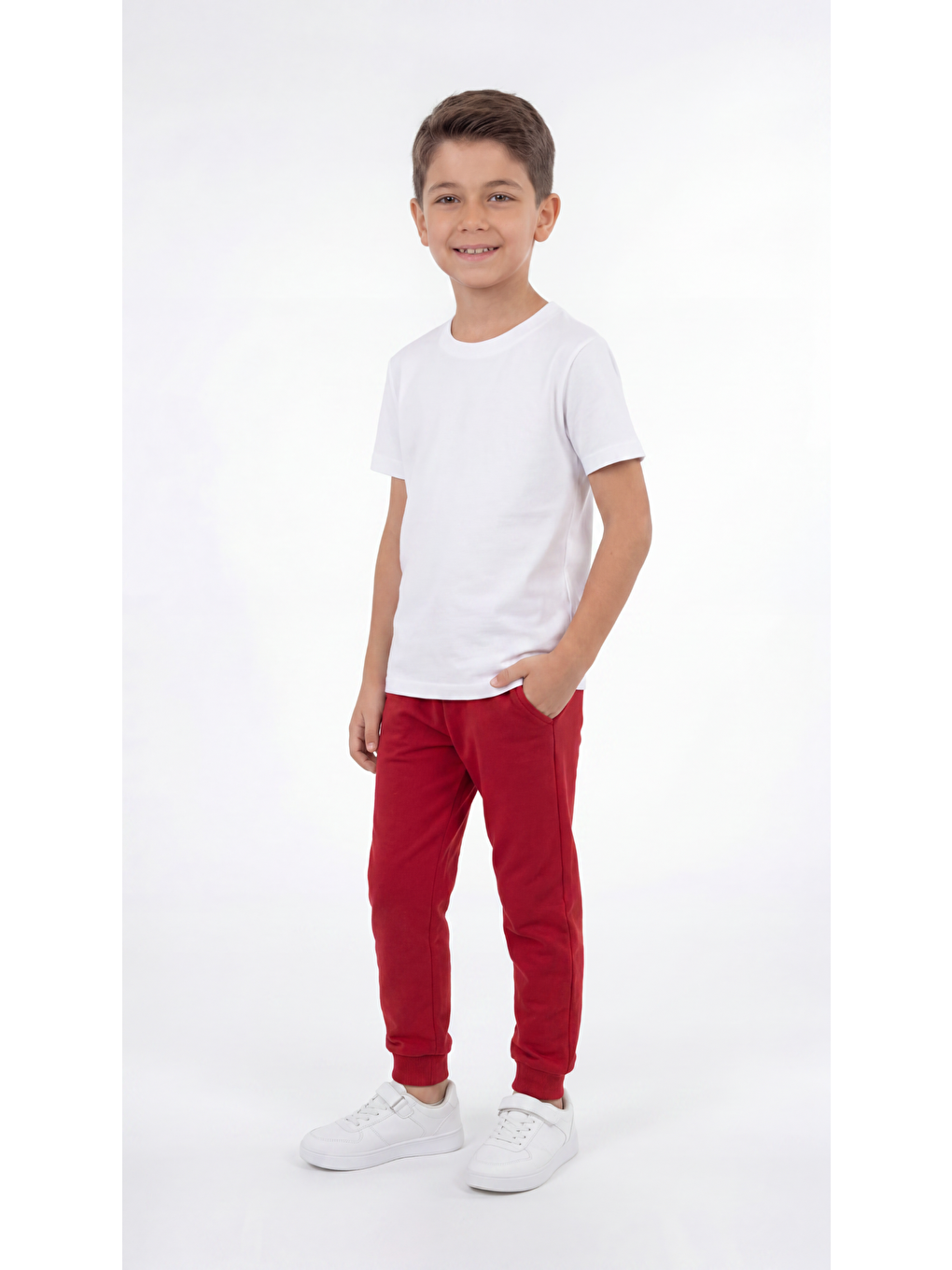 Beyaz Basic Erkek Çocuk Tişört T-shirt-1