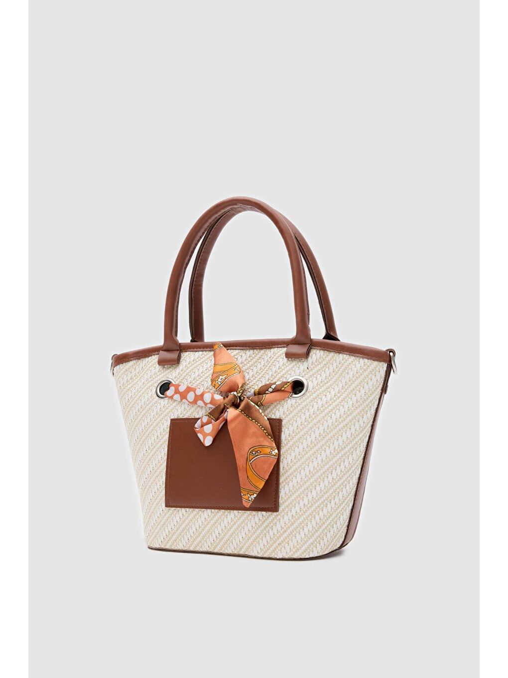 Kahverengi Modena Şal Aksesuarlı El Ve Omuz Çantası Taba-1