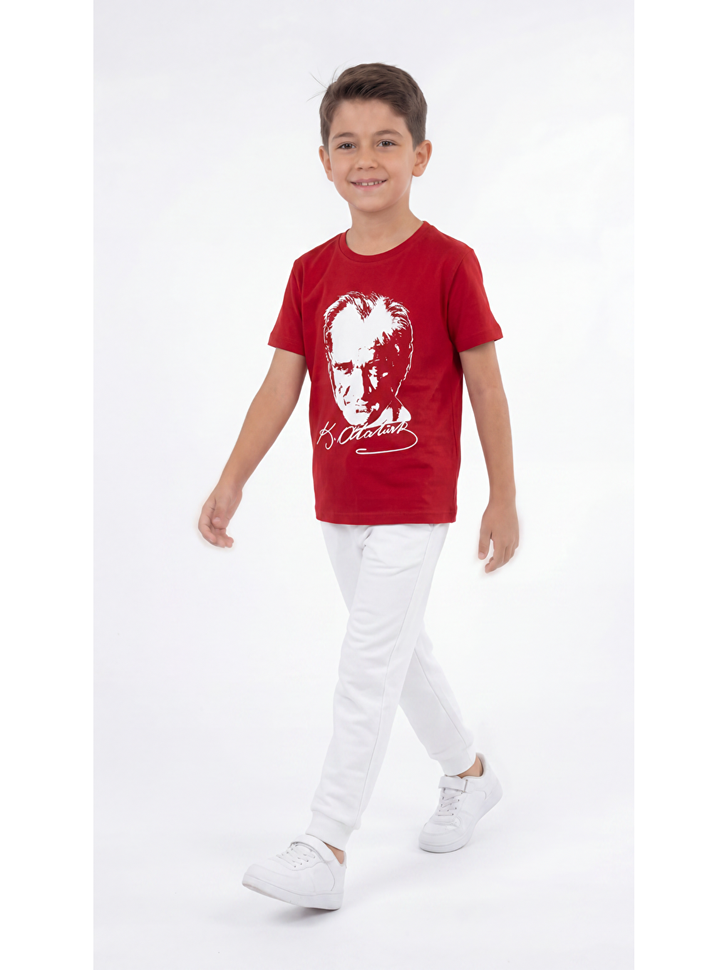 Kırmızı Atatürk Baskılı Erkek Çocuk Tişört T-shirt-2