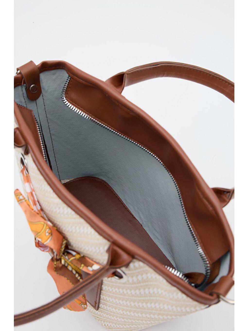 Kahverengi Modena Şal Aksesuarlı El Ve Omuz Çantası Taba-4