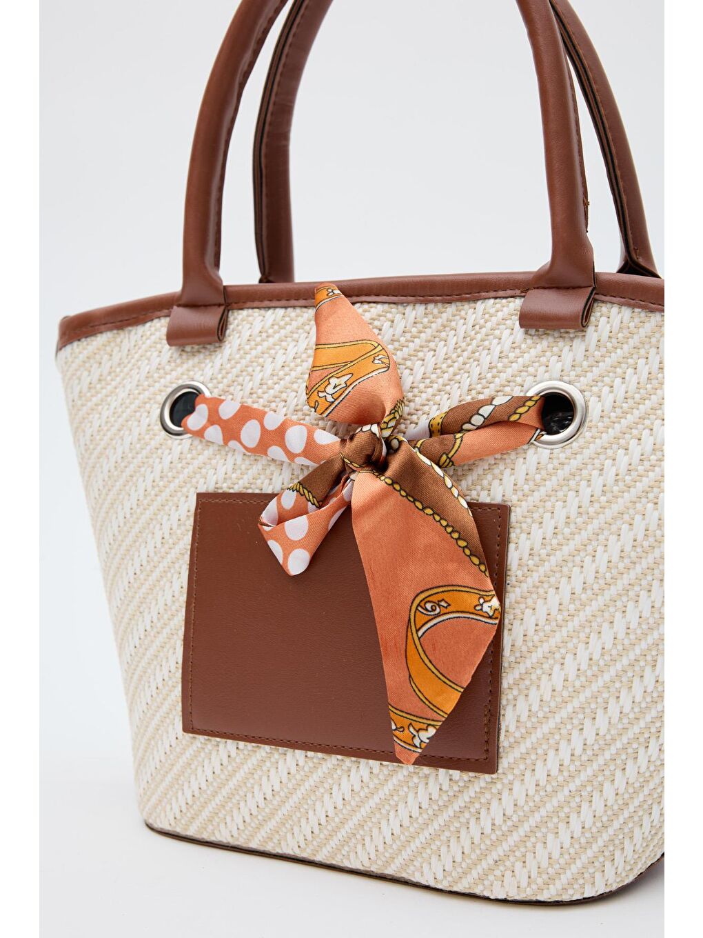 Kahverengi Modena Şal Aksesuarlı El Ve Omuz Çantası Taba-5