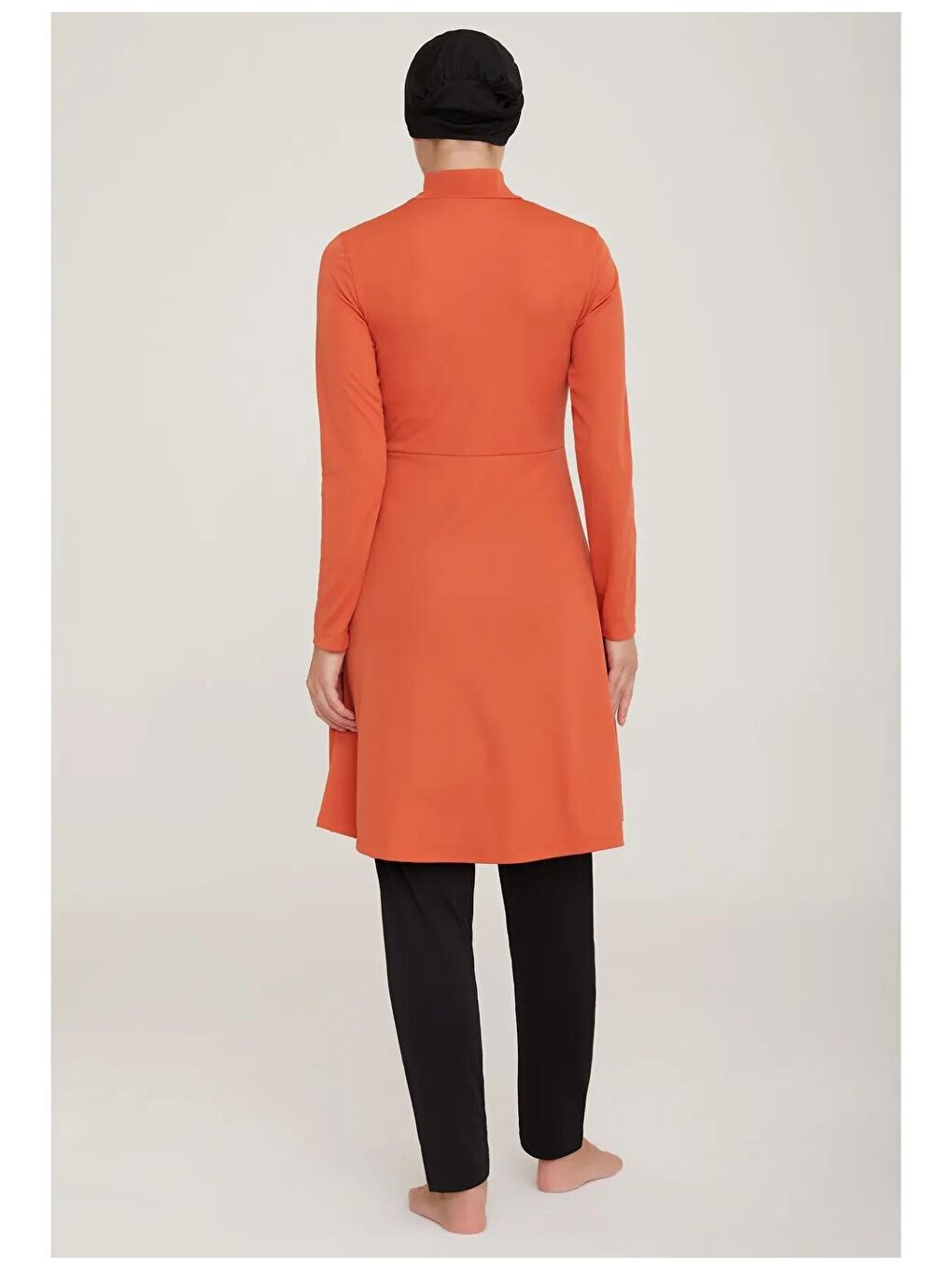 Kahverengi Elastanlı Fermuarlı Boneli Tesettür Mayo Plaj Giyim | 9020-3