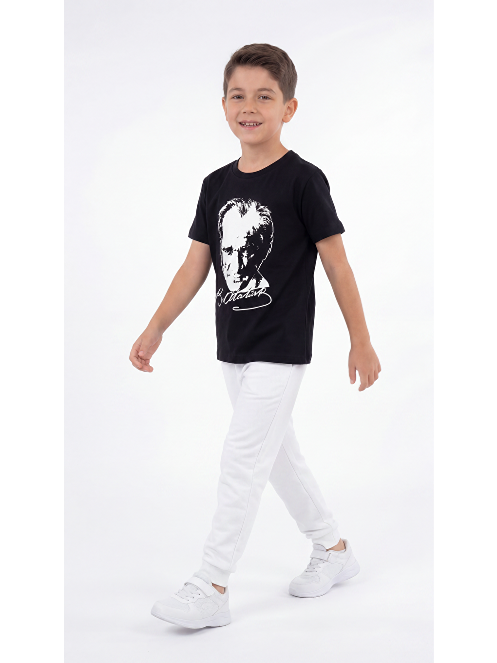 Siyah Atatürk Baskılı Erkek Çocuk Tişört T-shirt-2