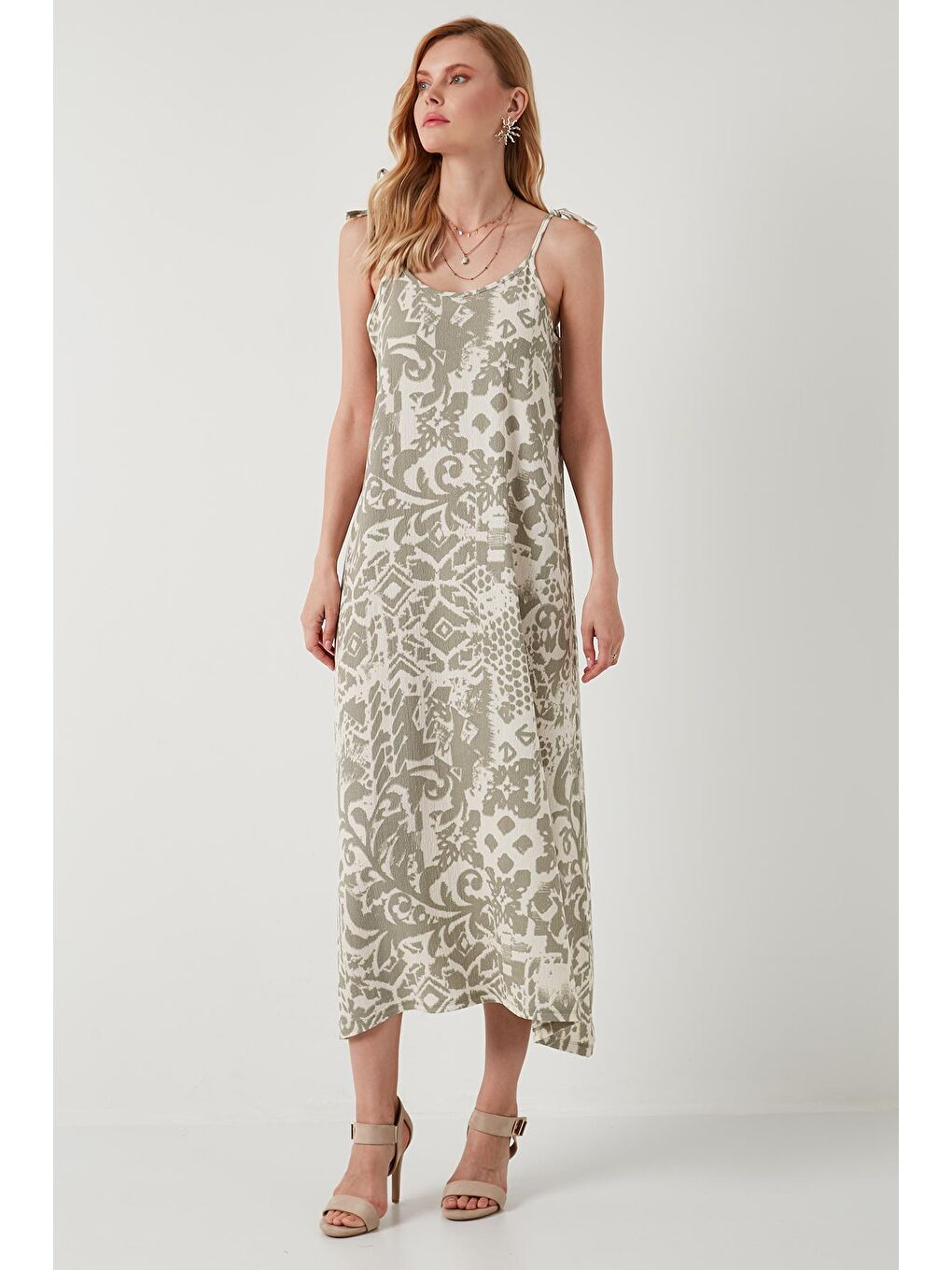 Lila Regular Fit İp Askılı Uzun Kadın Elbise 5865732-3