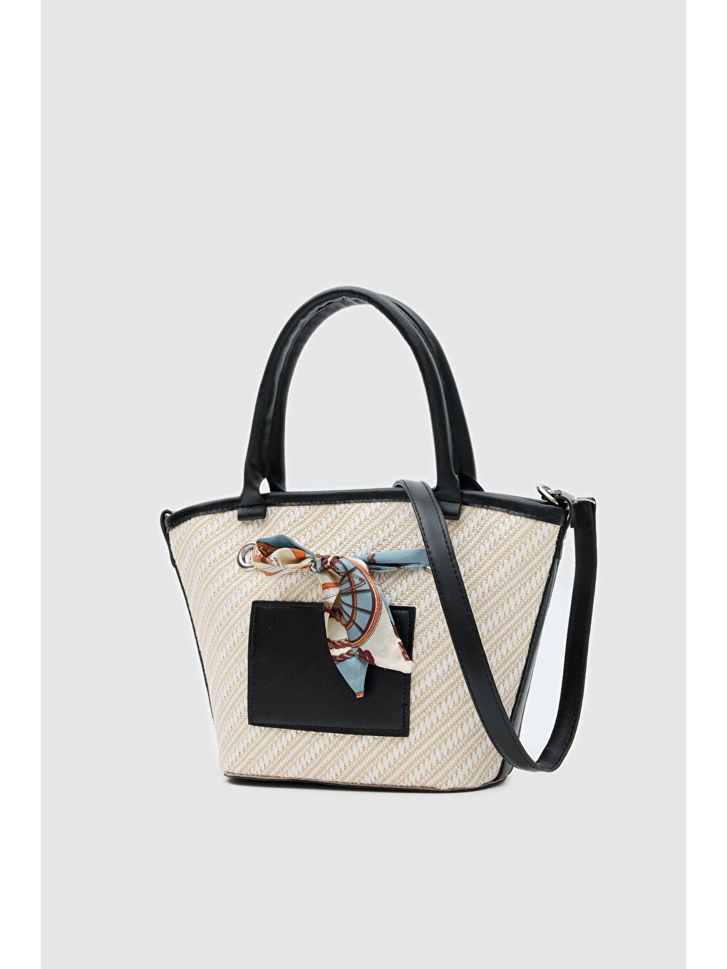 Modena Şal Aksesuarlı El Ve Omuz Çantası Siyah-2