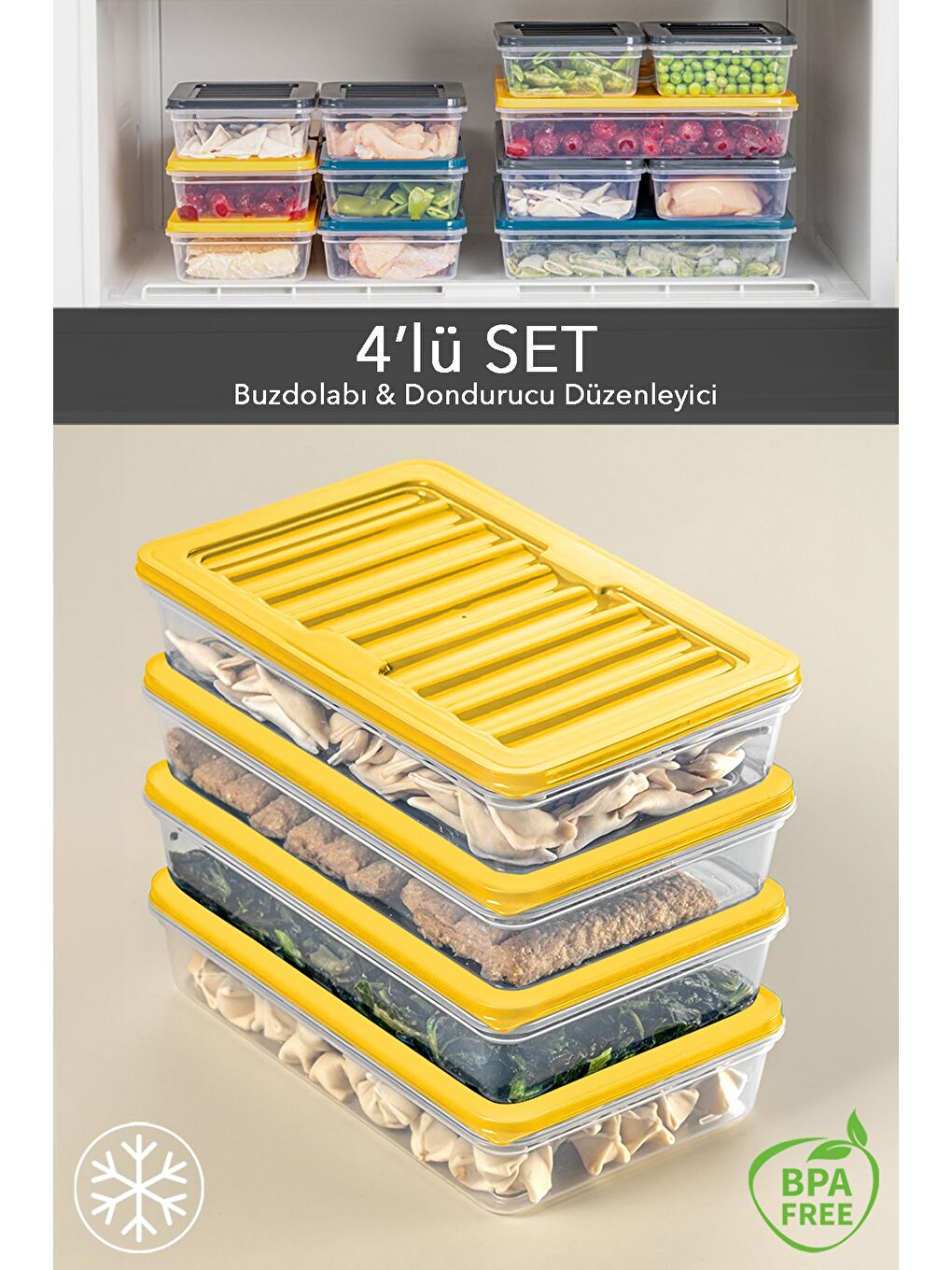 4'lü Saklama Kabı Sarı 4 x 1200 ml