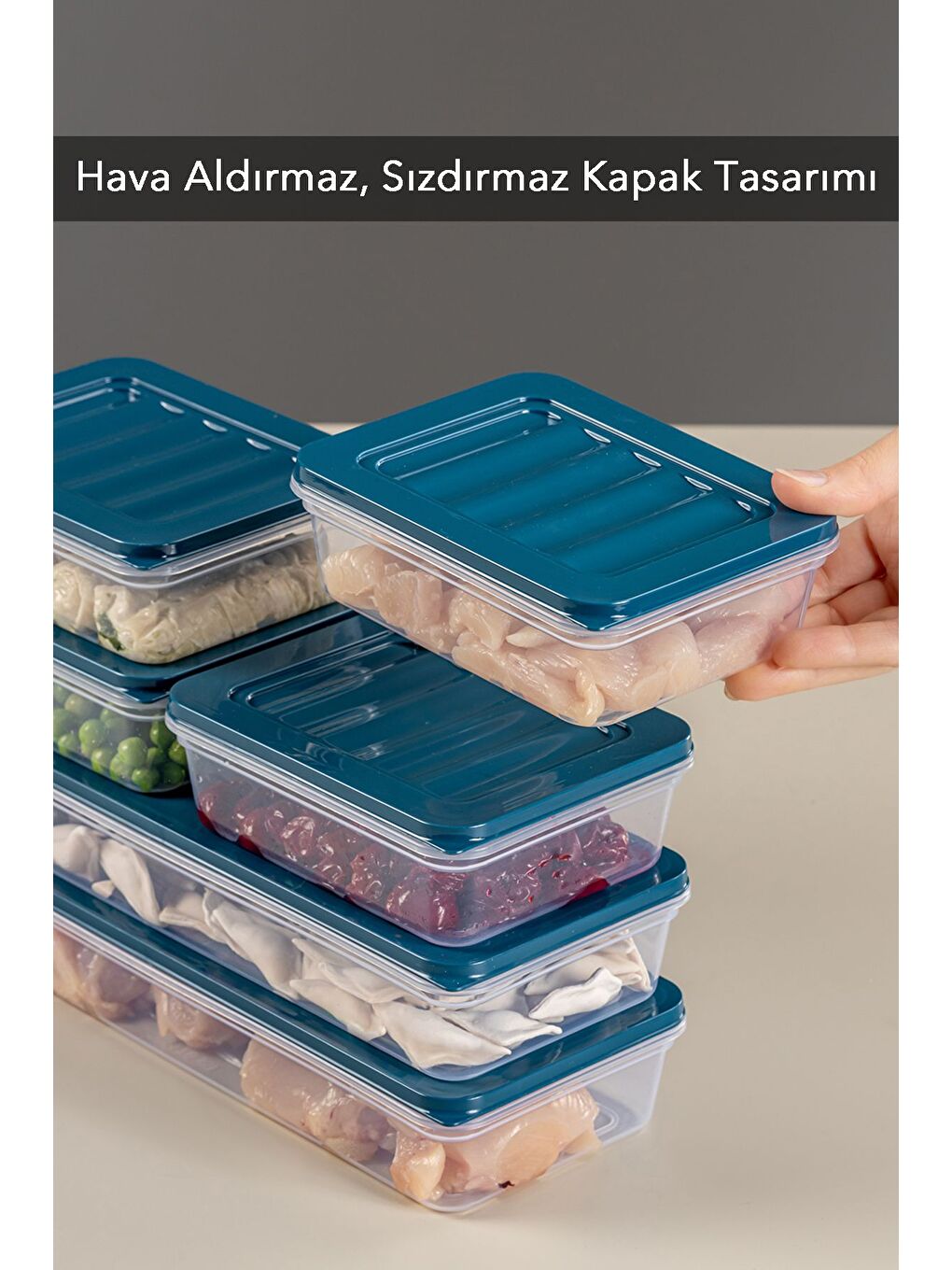 Mavi 6'lı Saklama Kabı Petrol 2 x 1170 ml 4 x 600 ml-3