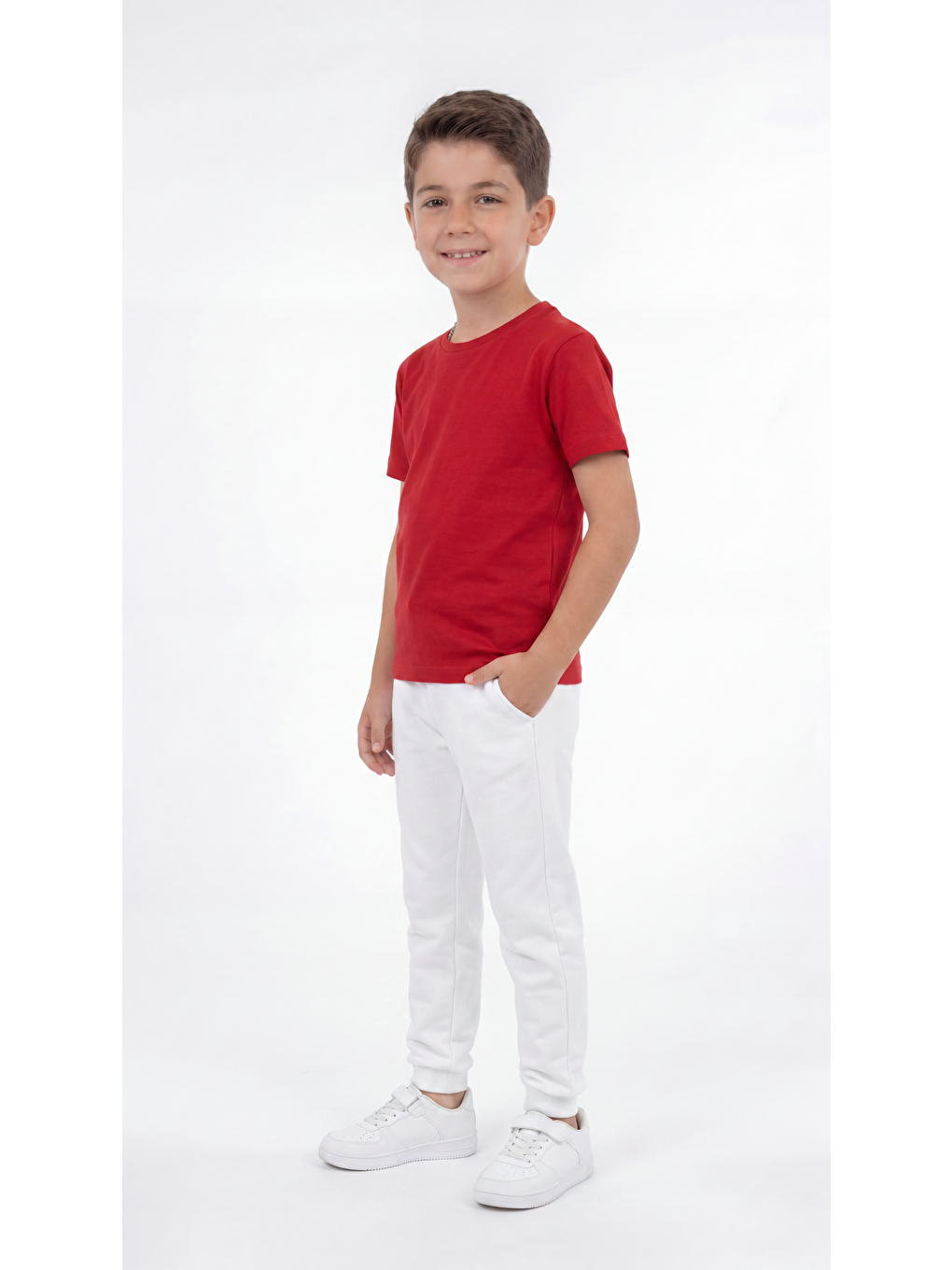 Kırmızı Basic Erkek Çocuk Tişört T-shirt-1