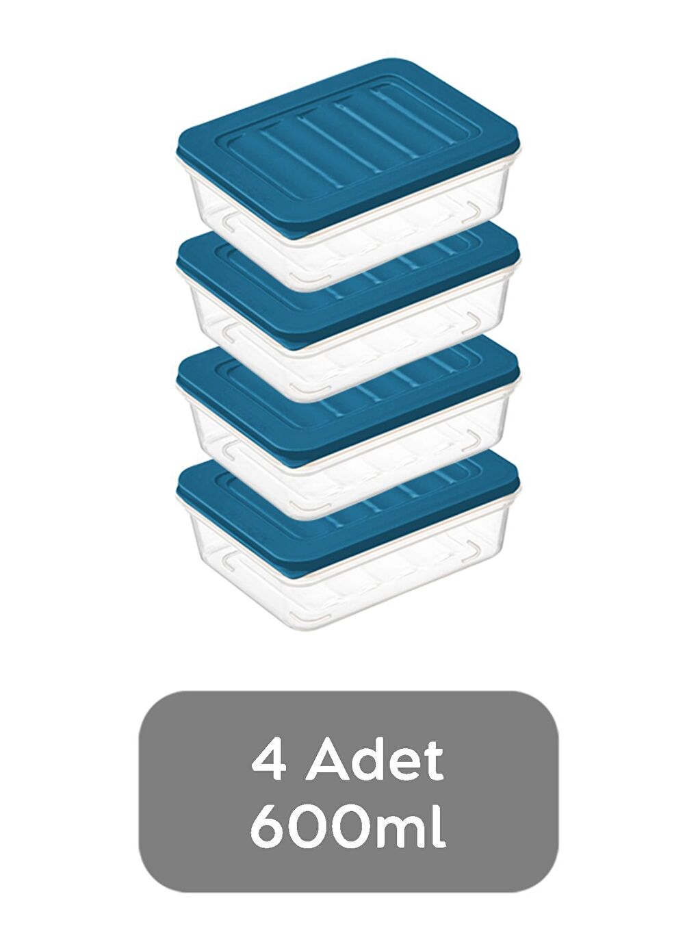 Mavi 4'lü Saklama Kabı Petrol 4 x 600 ml-1