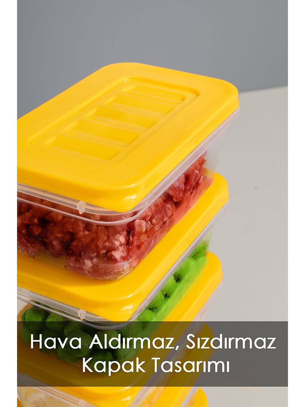 12'li Buzdolabı Düzenleyici Organizer Mikrodalga ve Difrize Uygun Saklama Kabı 12x240 ml Sarı-2