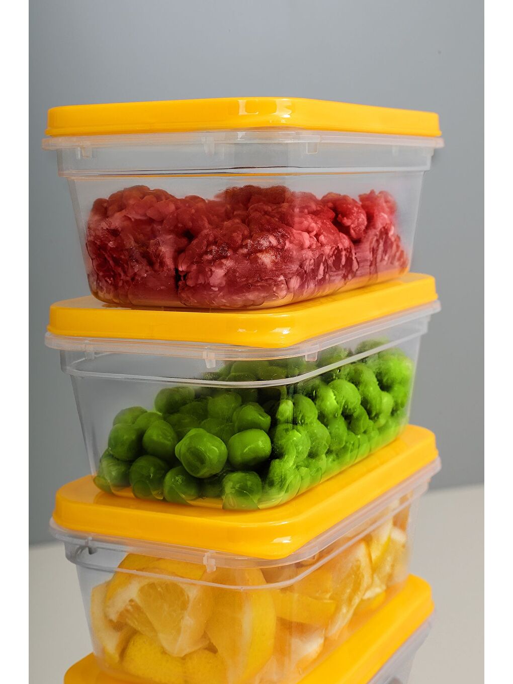 12'li Buzdolabı Düzenleyici Organizer Mikrodalga ve Difrize Uygun Saklama Kabı 12x240 ml Sarı-3