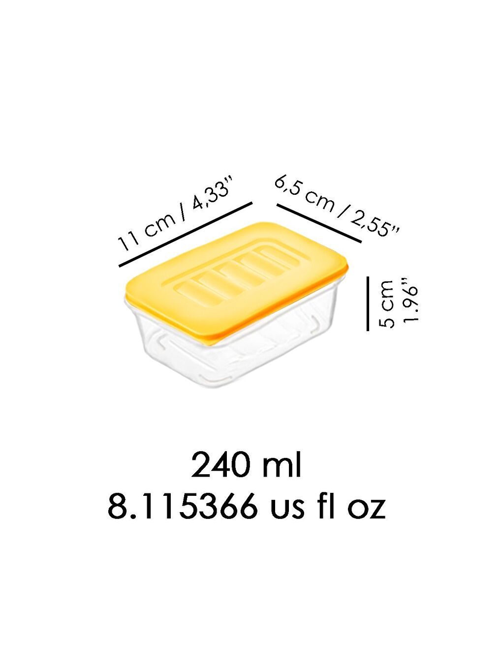 12'li Buzdolabı Düzenleyici Organizer Mikrodalga ve Difrize Uygun Saklama Kabı 12x240 ml Sarı-4