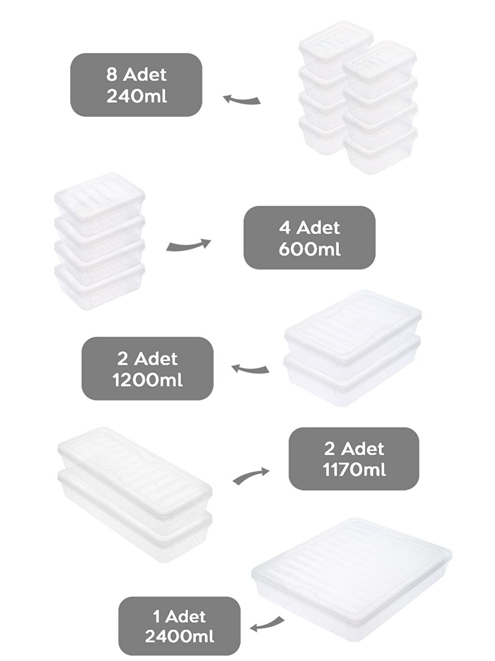 Renksiz 17 Parça Şeffaf Kapaklı Seti Organizer Düzenleyici Gıda Erzak Kabı-1