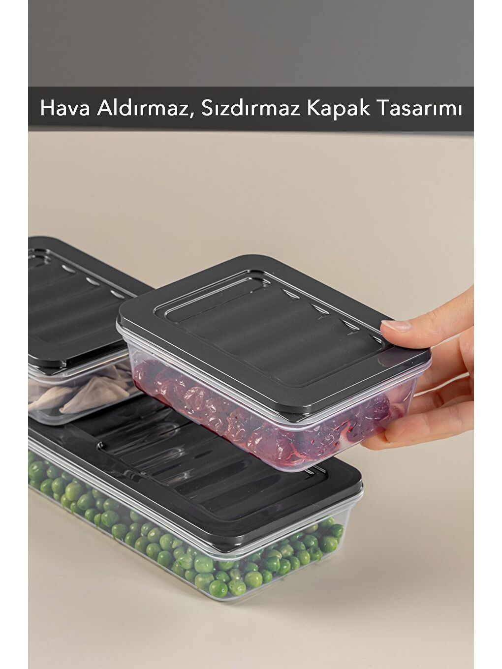 3'lü Saklama Kabı Antrasit 1 x 1170 ml 2 x 600 ml-3