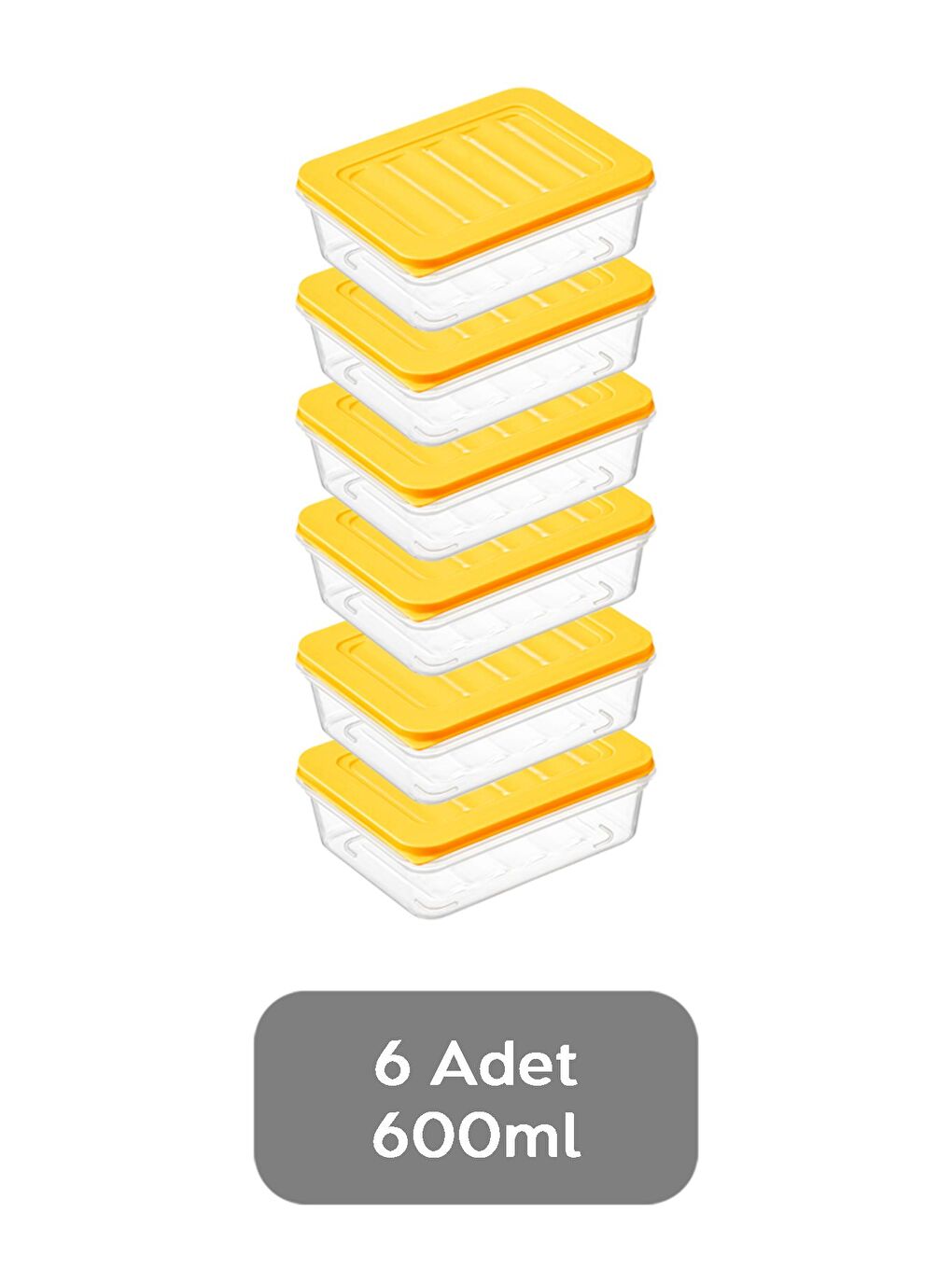 6'lı Saklama Kabı Sarı 6 x 600 ml-1