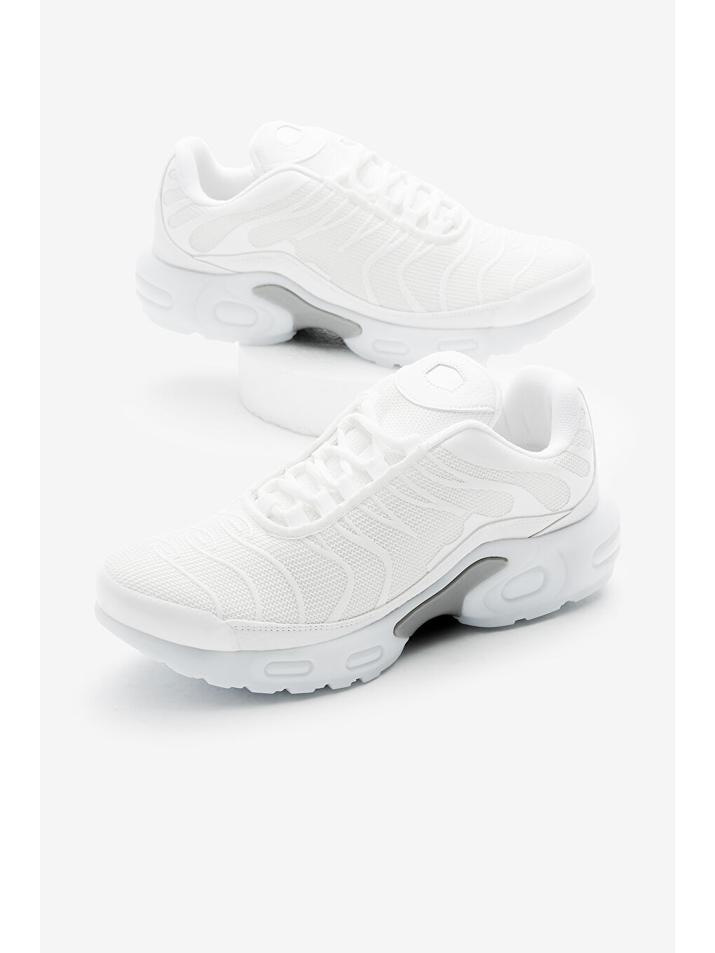 Unisex Beyaz Faylon TPU Taban Nefes Alabilen Kumaş Bağcıklı Spor Ayakkabı