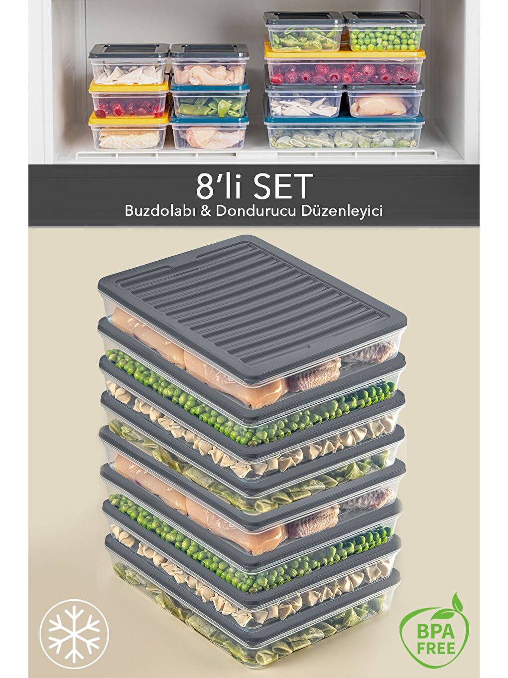 8 li Saklama Kabı Antrasit 8 x 2400 ml