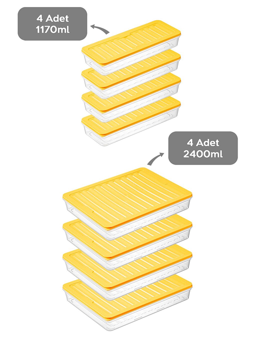 8 li Saklama Kabı Sarı 4x2400 ml 4x1170 ml-1